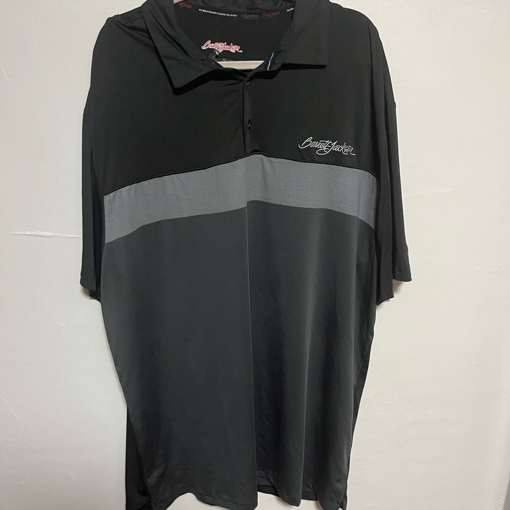 Barrett Jackson Black and Gray Polo Shirt with Modern Two-Tone Design